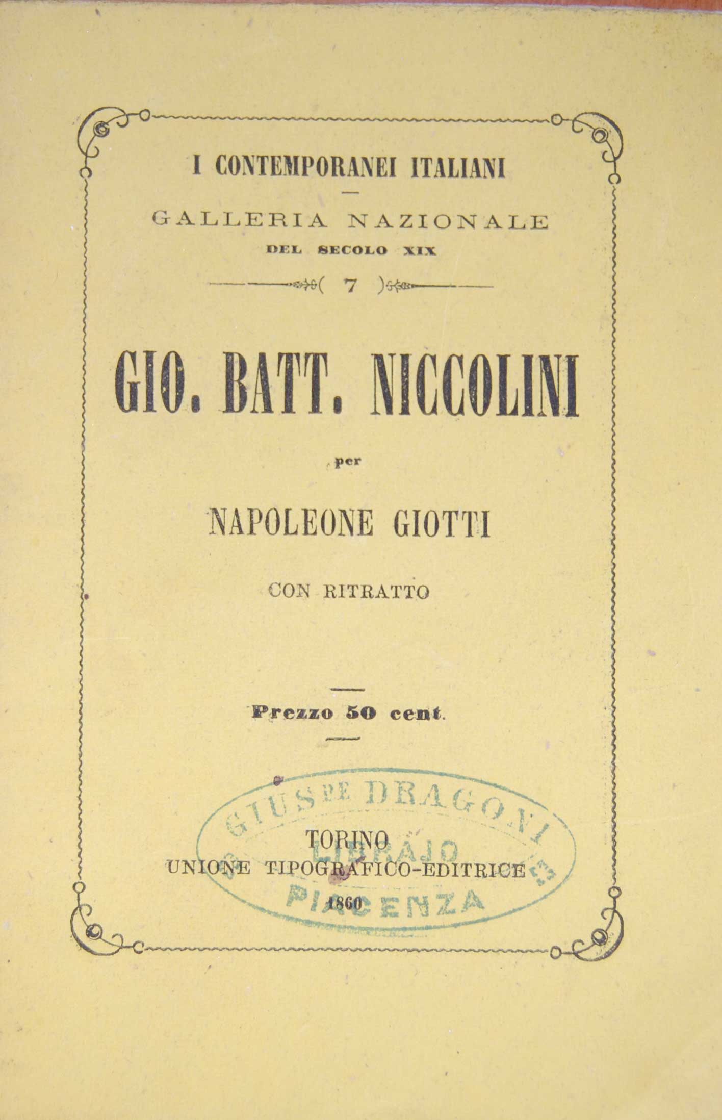 Giotti N. Gio. Battista Niccolini. - Copertina