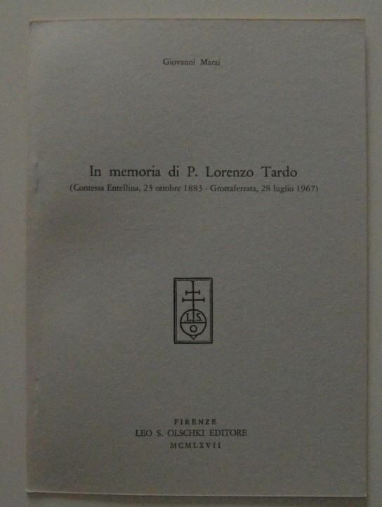 Marzi Giovanni IN MEMORIA DI P. LORENZO TARDO. - Copertina