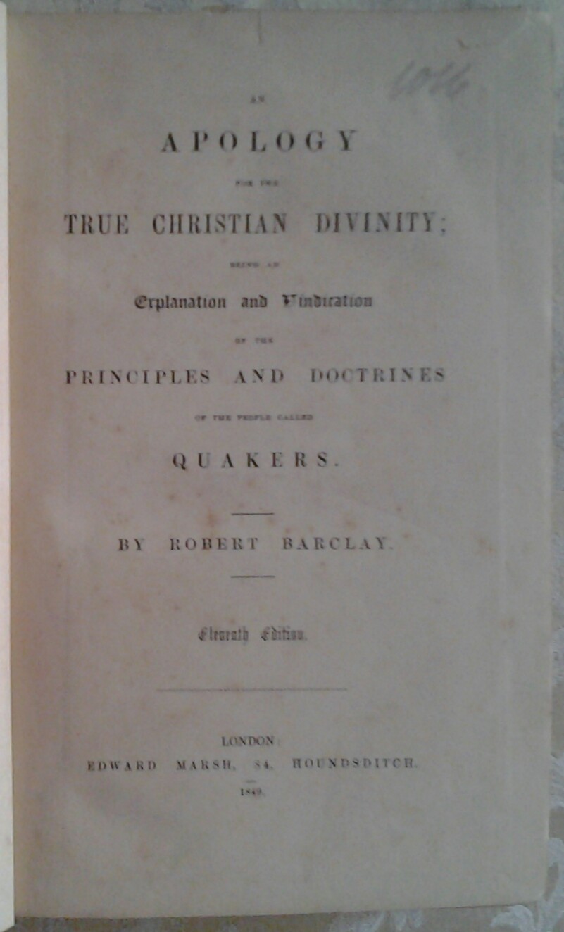Barclay Robert AN APOLOGY FOR THE TRUE CHRISTIAN ... - Copertina