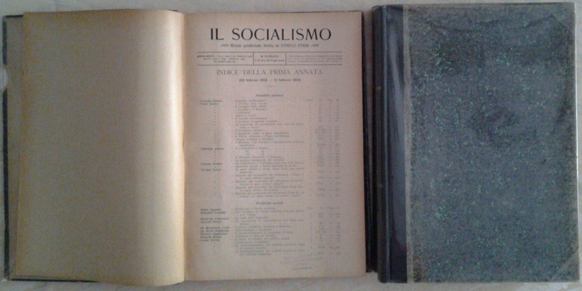 IL SOCIALISMO. RIVISTA QUINDICINALE DIRETTA DA ... - Copertina