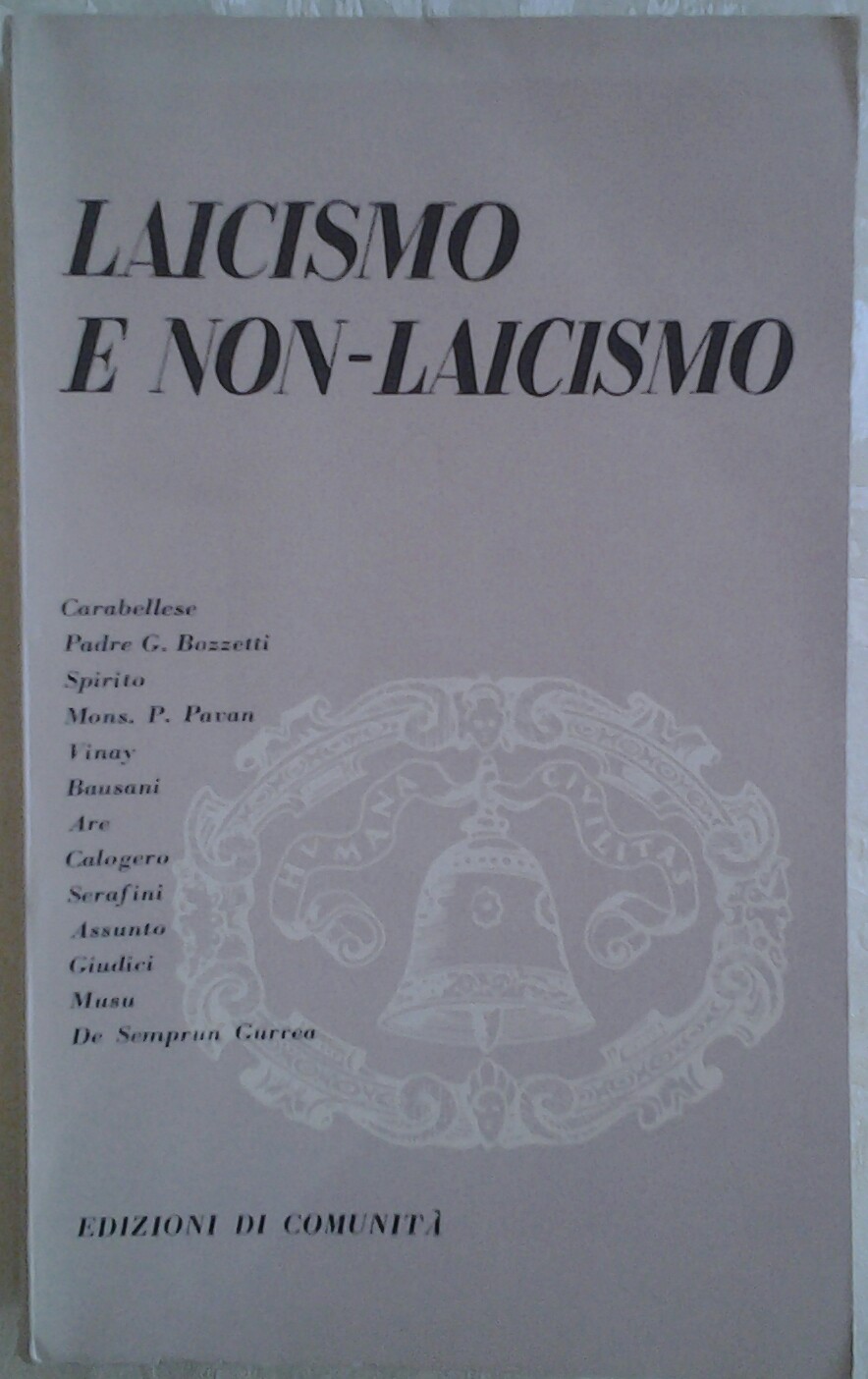  LAICISMO E NON LAICISMO. - Copertina