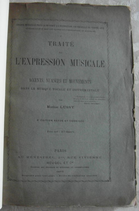 Lussy Mathis TRAITE' DE L'EXPRESSION MUSICALE. ... - Copertina