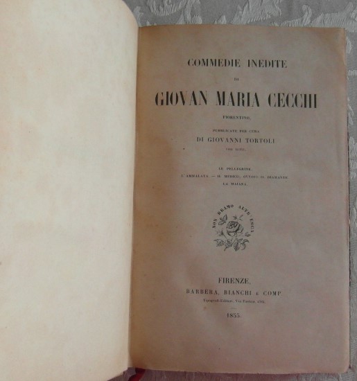 Cecchi Giovan Maria COMMEDIE INEDITE. PUBBLICATE ... - Copertina
