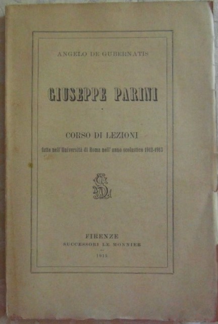 De Gubernatis Angelo GIUSEPPE PARINI. CORSO DI ... - Copertina