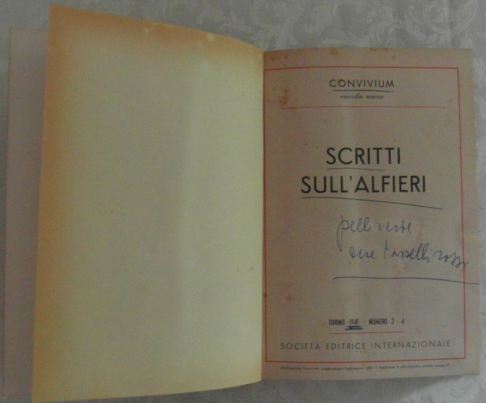  SCRITTI SULL'ALFIERI. CONVIVIUM, RACCOLTA NUOVA. ... - Copertina