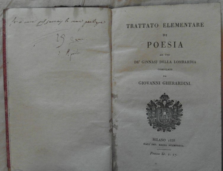 Gherardini Giovanni TRATTATO ELEMENTARE DI POESIA ... - Copertina