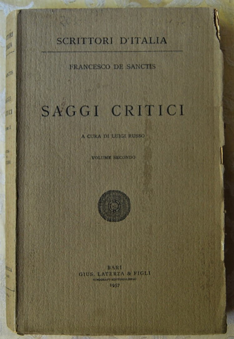 De Sanctis Francesco SAGGI CRITICI. A CURA DI ... - Copertina