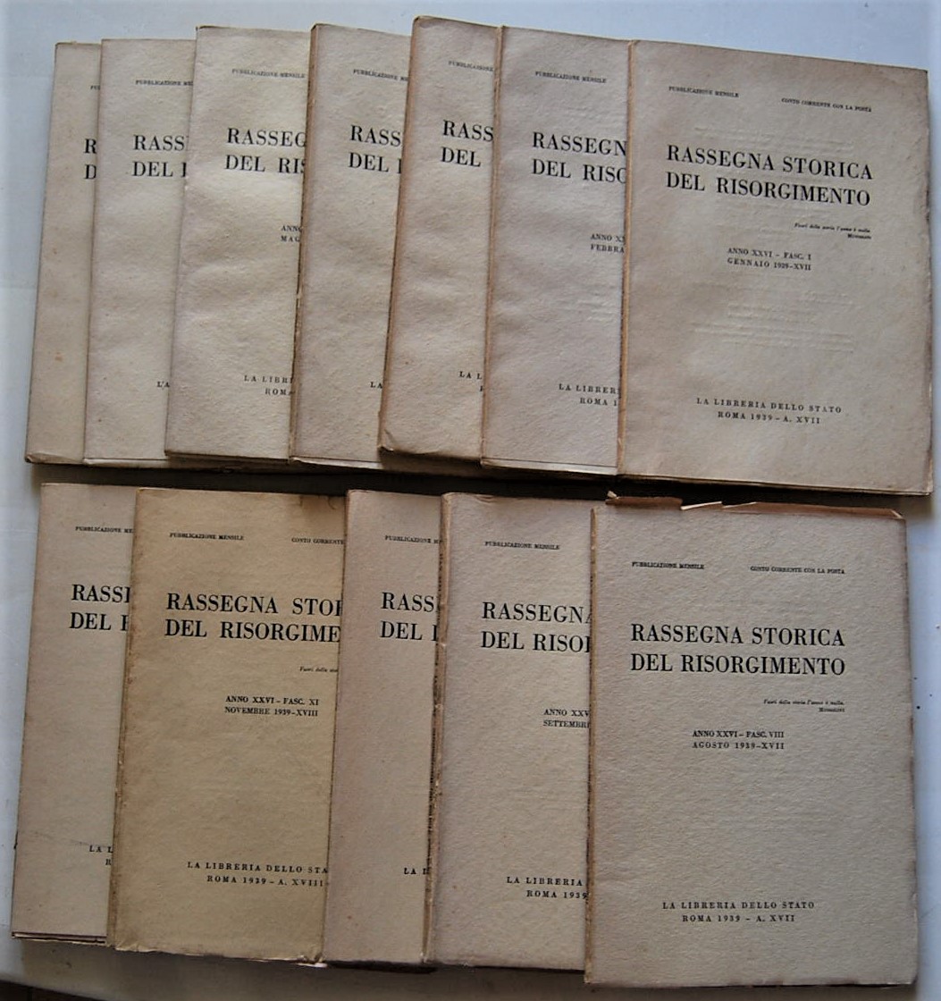  RASSEGNA STORICA DEL RISORGIMENTO. ANNATA 1939. - Copertina