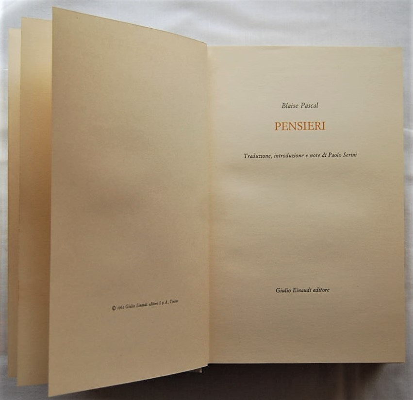 Pascal Blaise PENSIERI. - Copertina