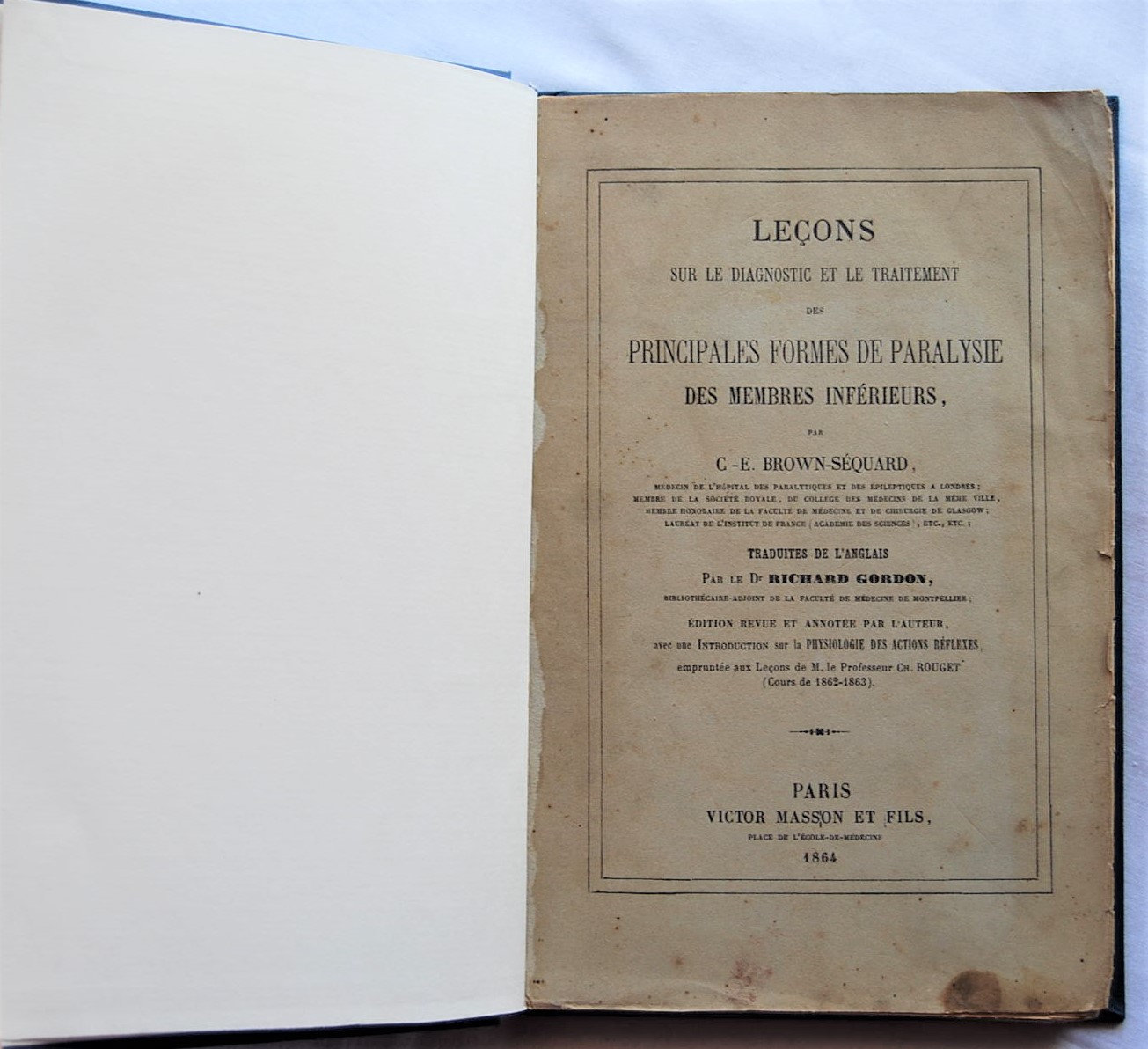 Brown Sequard Charles E. LECONS SUR LE DIAGNOSTIC ... - Copertina