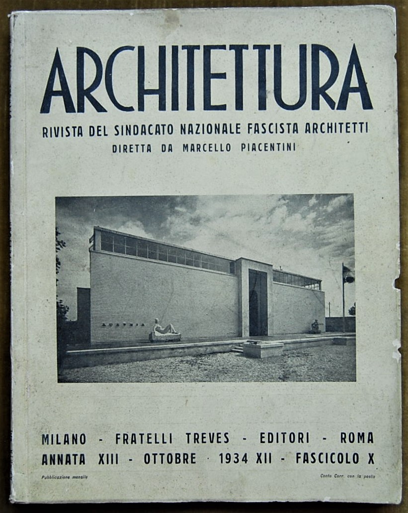  ARCHITETTURA. OTTOBRE 1934. RIVISTA DEL SINDACATO... - Copertina