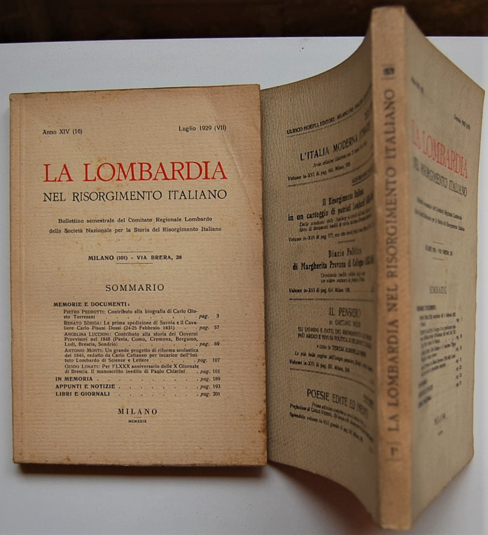  LA LOMBARDIA NEL RISORGIMENTO ITALIANO. ANNO XIV... - Copertina