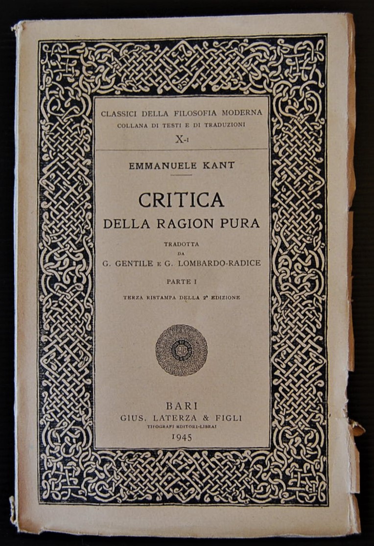 Kant Emmanuele CRITICA DELLA RAGION PURA. PARTE ... - Copertina
