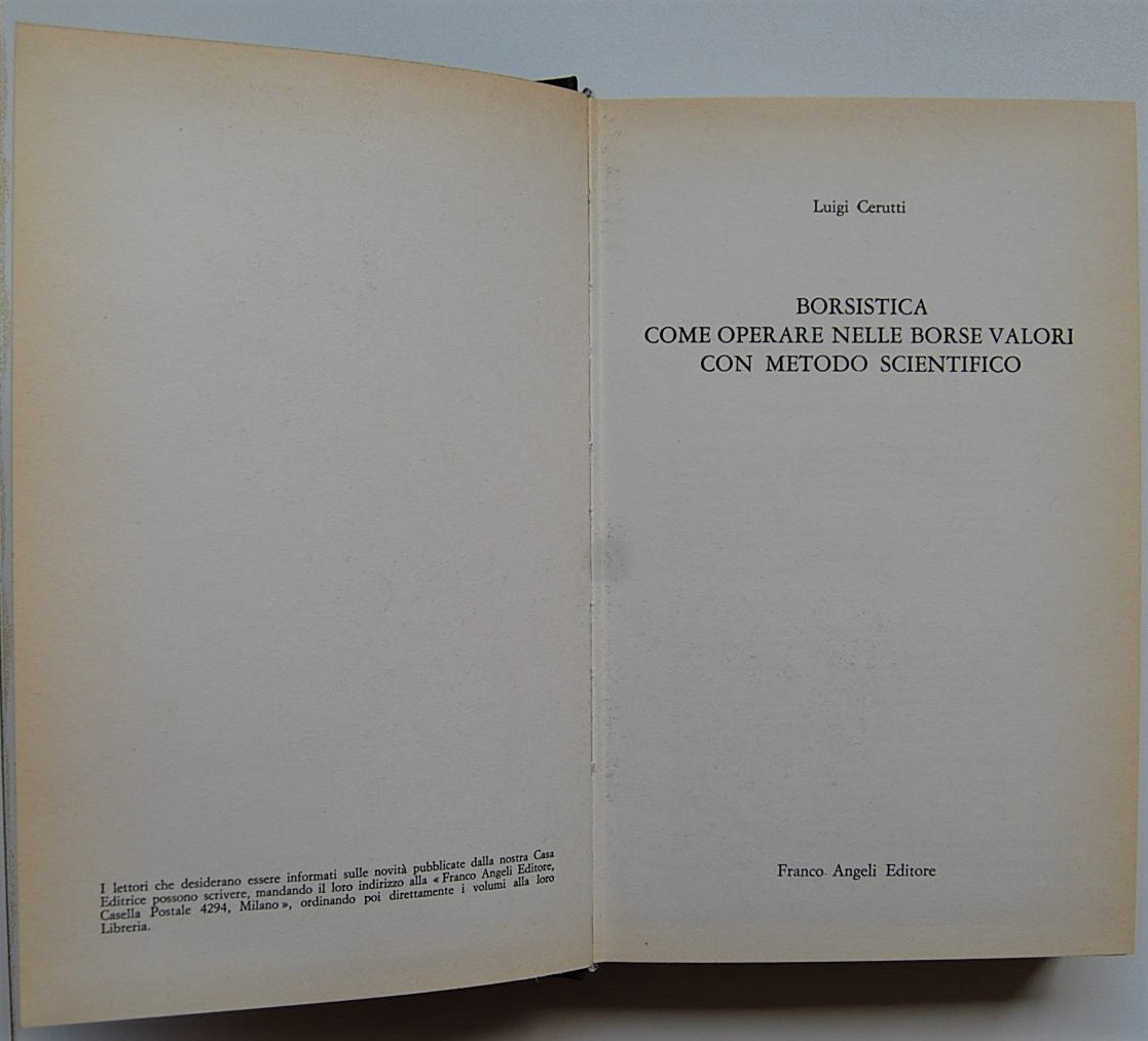 Cerutti Luigi BORSISTICA. COME OPERARE NELLE BORSE... - Copertina