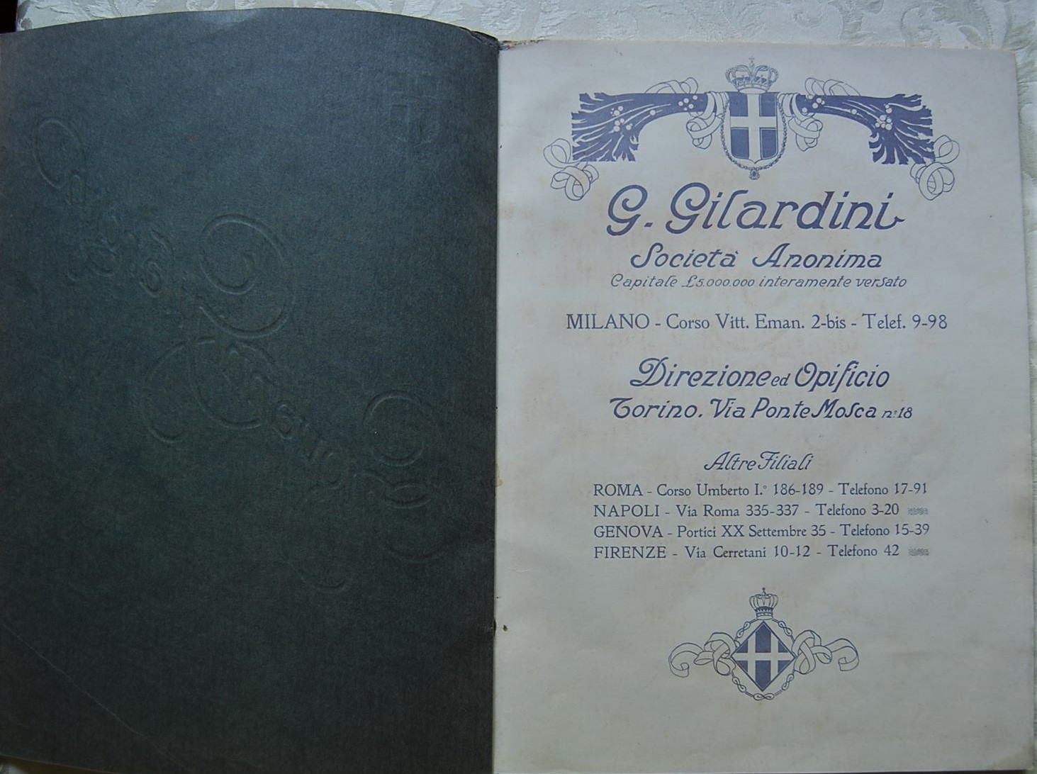  GIOVANNI GILARDINI. STAGIONE 1911 1912. - Copertina