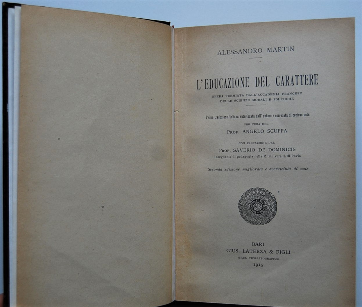 Martin Alessandro L'EDUCAZIONE DEL CARATTERE. - Copertina