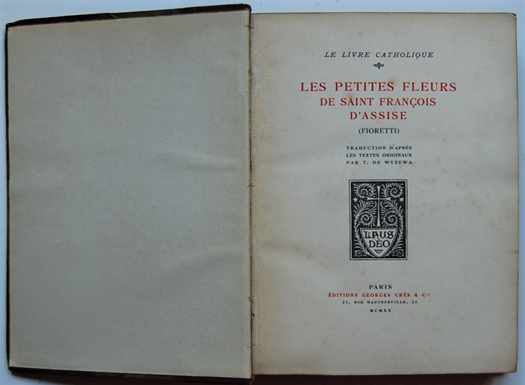  LES PETITES FLEURS DE SAINT FRANCOIS D'ASSISE. (... - Copertina