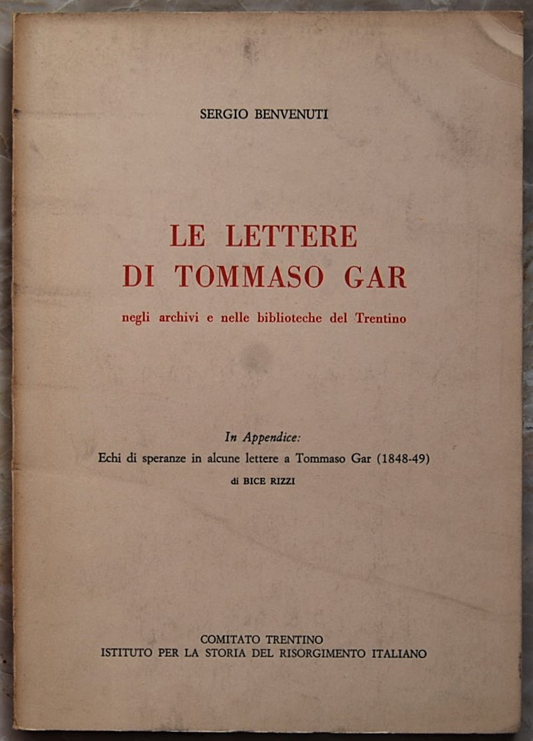 Benvenuti Sergio LE LETTERE DI TOMMASO GAR. NEGLI ... - Copertina