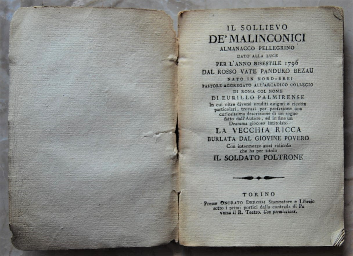  IL SOLLIEVO DE' MALINCONICI. ALMANACCO PELLEGRINO... - Copertina