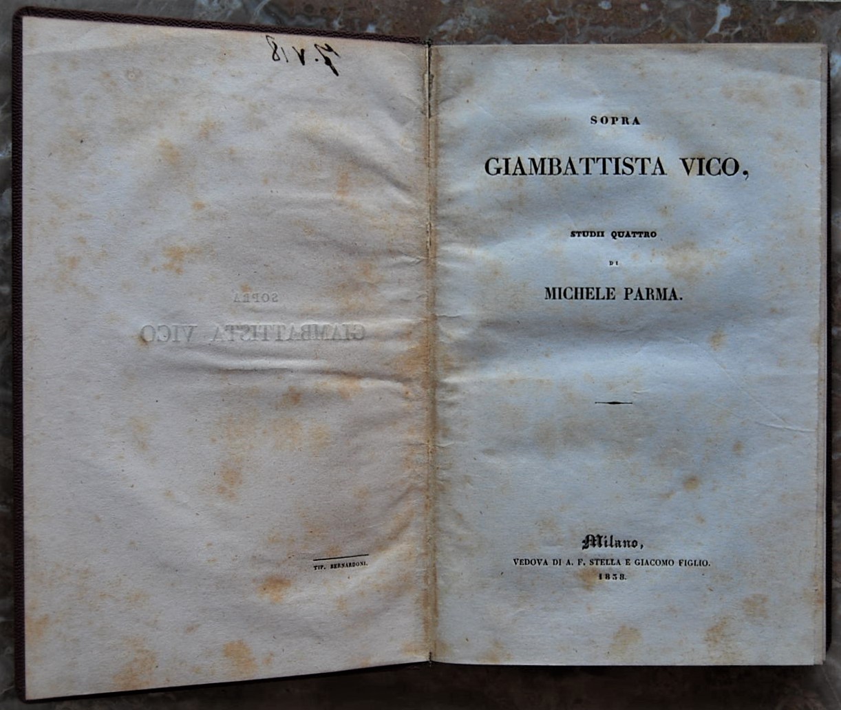 Parma Michele SOPRA GIAMBATTISTA VICO STUDII ... - Copertina