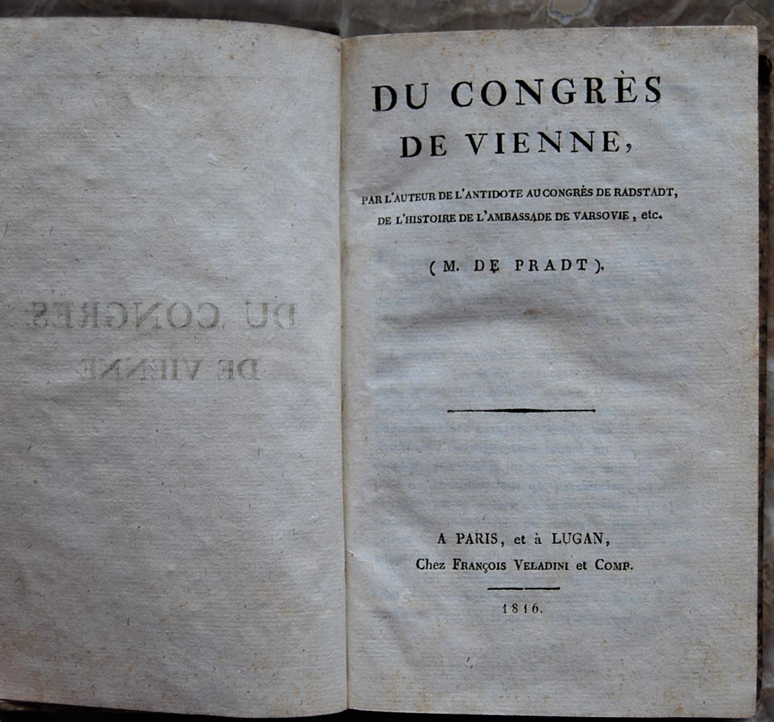 De Pradt Dominique DU CONGRES DE VIENNE. - Copertina