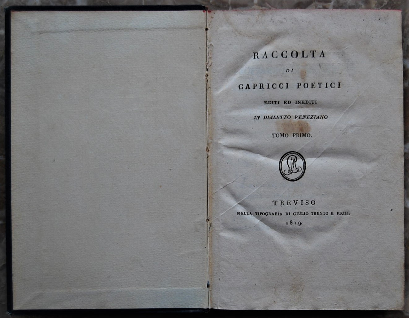  RACCOLTA DI CAPRICCI POETICI. EDITI ED INEDITI IN... - Copertina