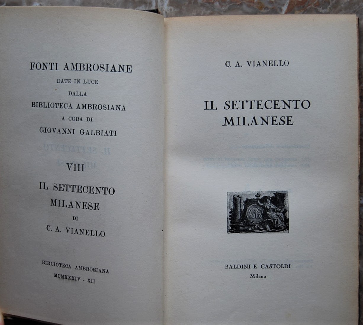 Vianello C.A: IL SETTECENTO MILANESE. - Copertina