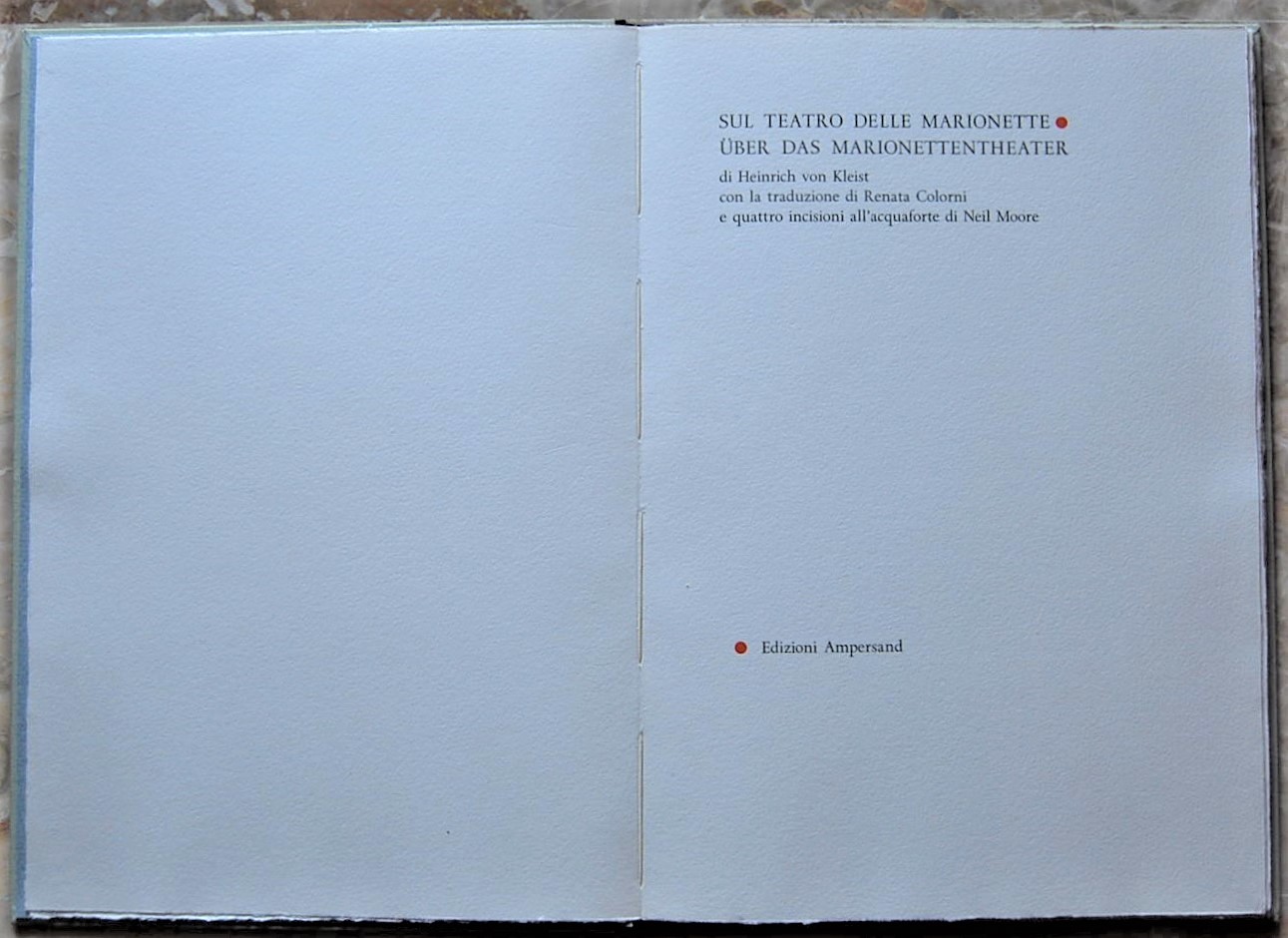 Heintich Von Kleist SUL TEATRO DELLE MARIONETTE. ... - Copertina