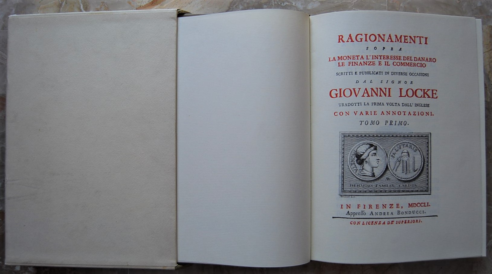 Locke Giovanni RAGIONAMENTI SOPRA LA MONETA L'... - Copertina