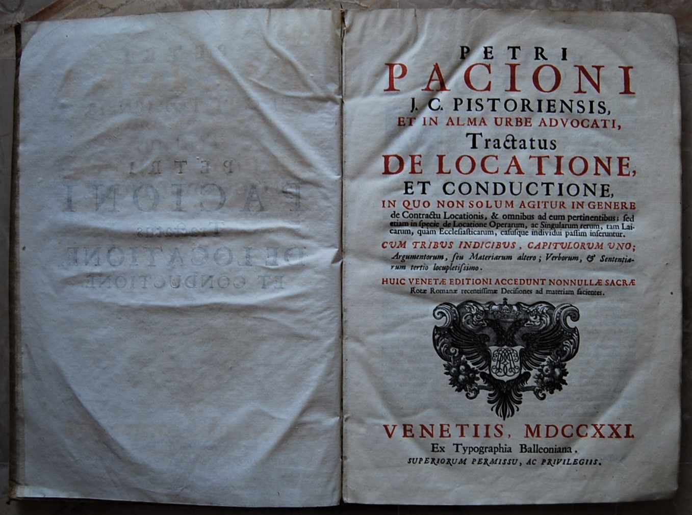 Pacioni Petri TRACTATUS DE LOCATIONE ET ... - Copertina