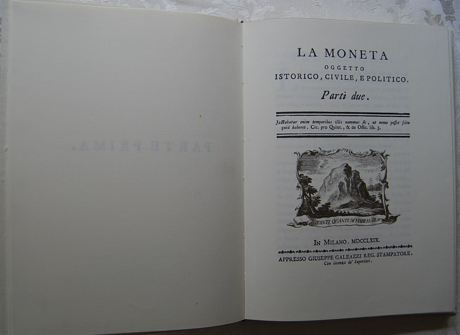  LA MONETA. OGGETTO ISTORICO, CIVILE E POLITICO. - Copertina