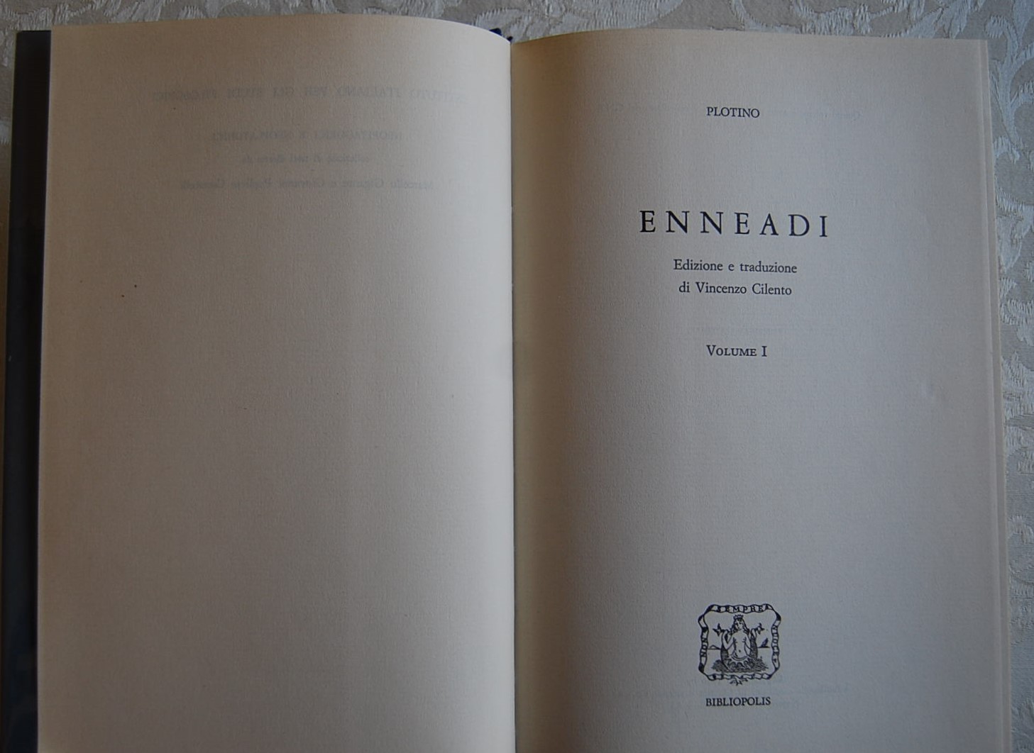 Plotino ENNEADI. VOLUME I. - Copertina