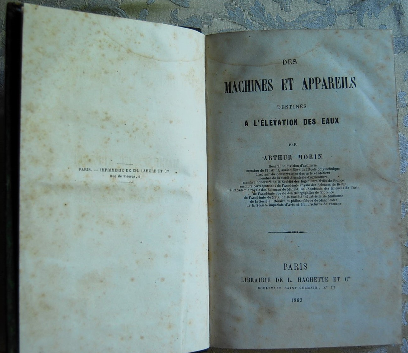Morin Arthur DES MACHINES ET APPAREILS DESTINES A ... - Copertina