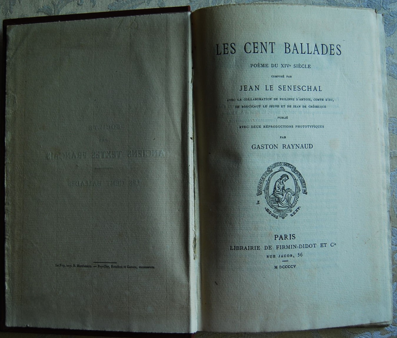 Jean Le Seneschal LES CENT BALLADES. POEME DU XIV ... - Copertina