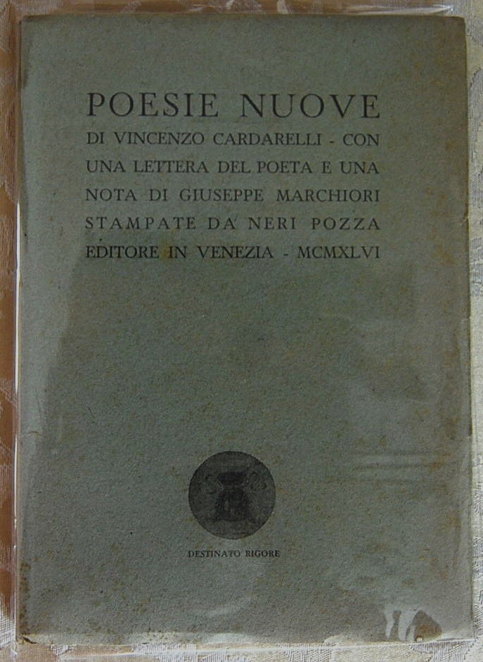 Cardarelli Vincenzo POESIE NUOVE. - Copertina