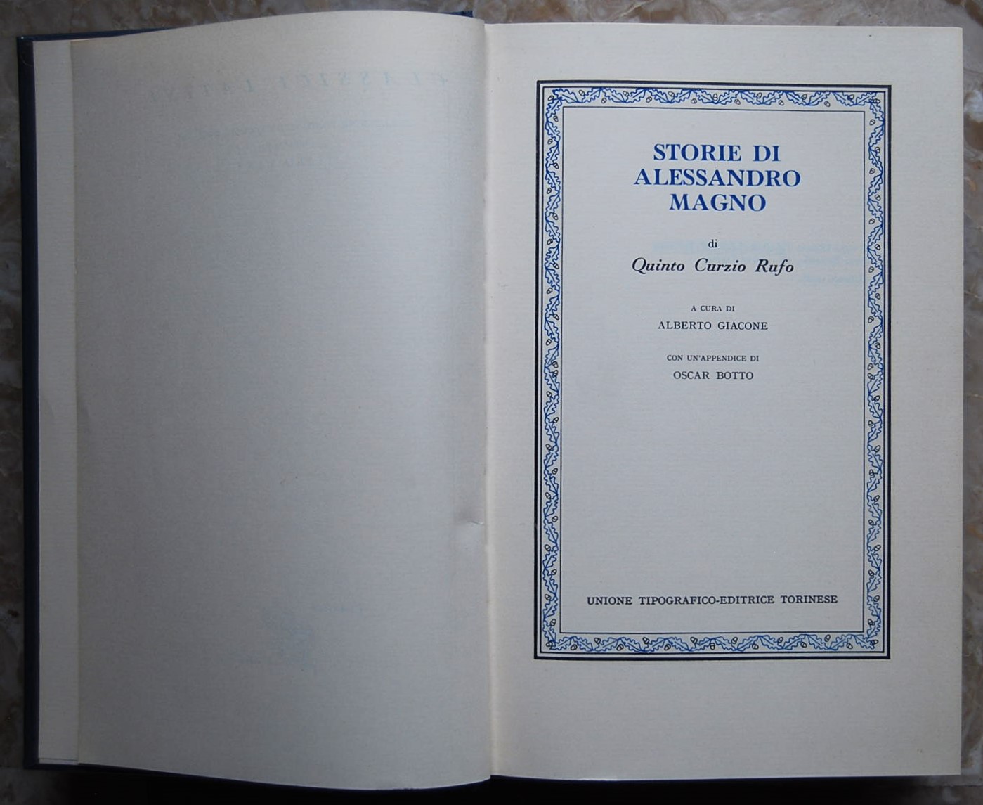 Quinto Curzio Rufo STORIE DI ALESSANDRO MAGNO. - Copertina