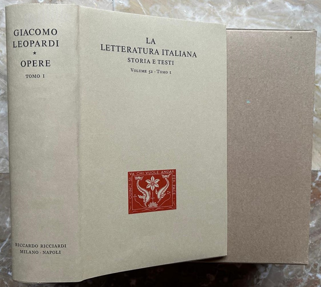 Leopardi Giacomo OPERE. TOMO 1. - Copertina
