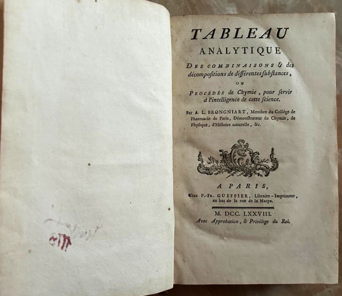 Brongniart A. TABLEAU ANALYTIQUE DES COMBINAISONS... - Copertina