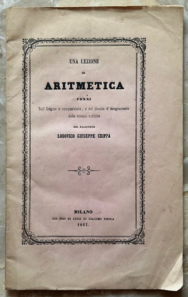 Crippa L.G. UNA LEZIONE DI ARITMETICA. - Copertina