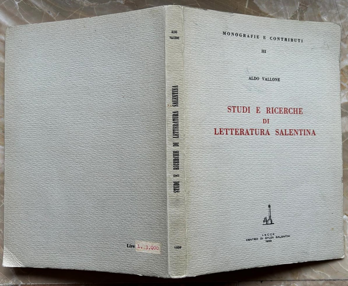 Vallone A. STUDI E RICERCHE DI LETTERATURA ... - Copertina