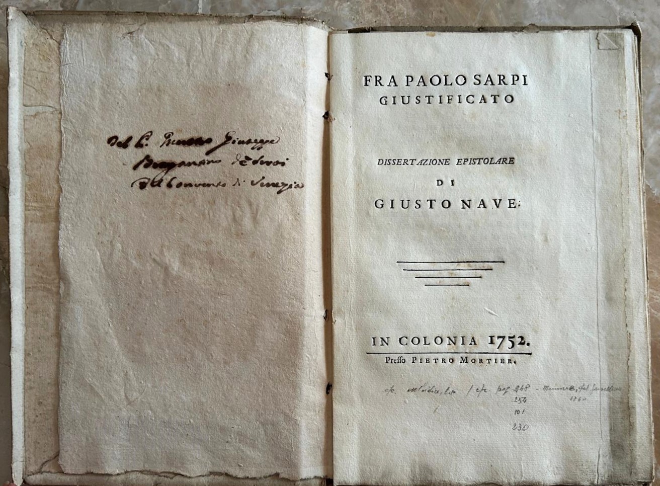Giusto Nave FRA PAOLO SARPI GIUSTIFICATO. ... - Copertina