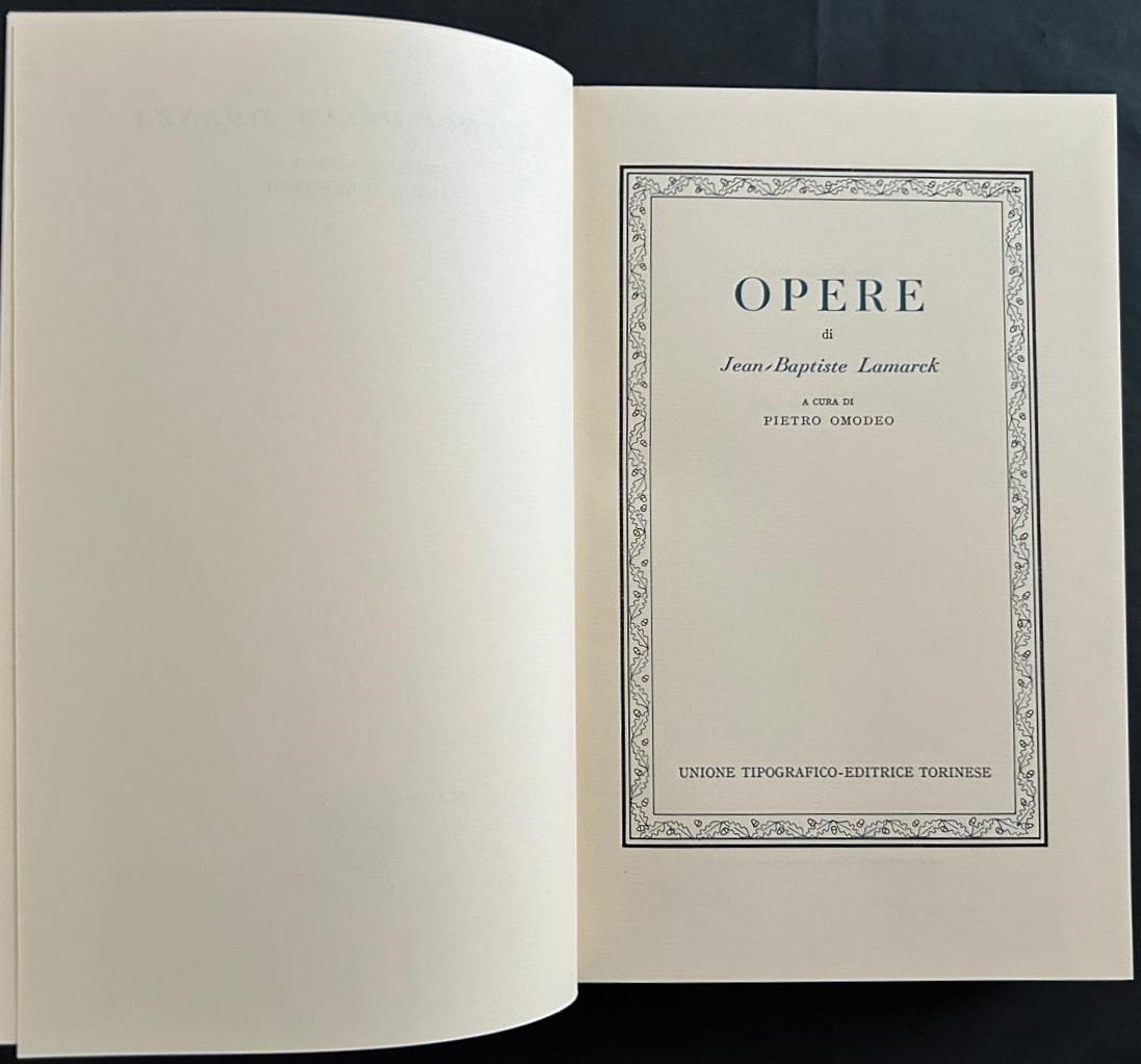 Lamarck Jean Baptiste OPERE. - Copertina