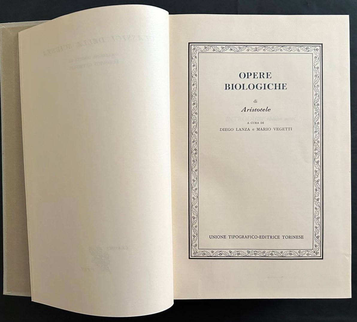 Aristotele OPERE BIOLOGICHE. - Copertina