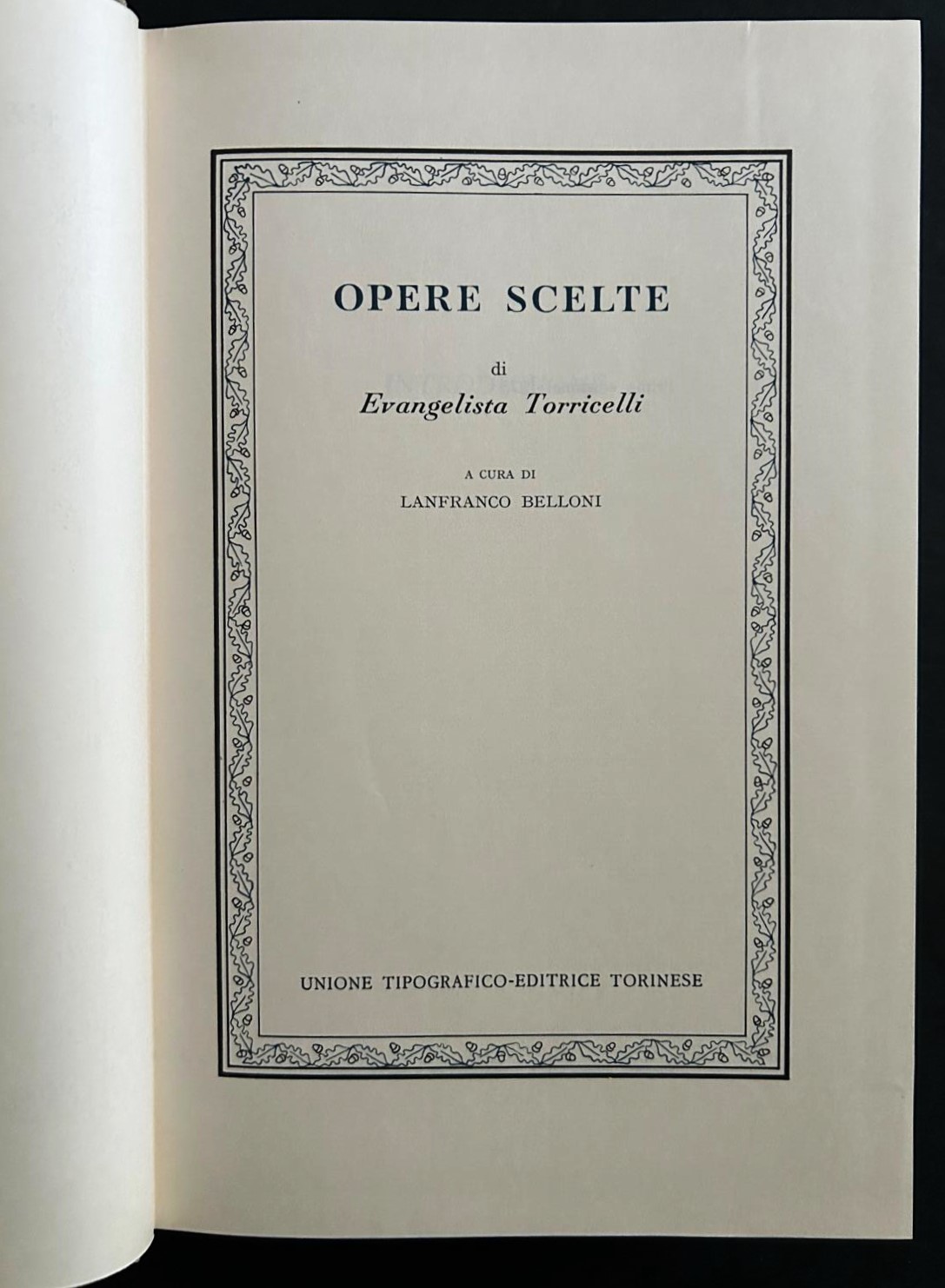 Torricelli E. OPERE SCELTE. - Copertina