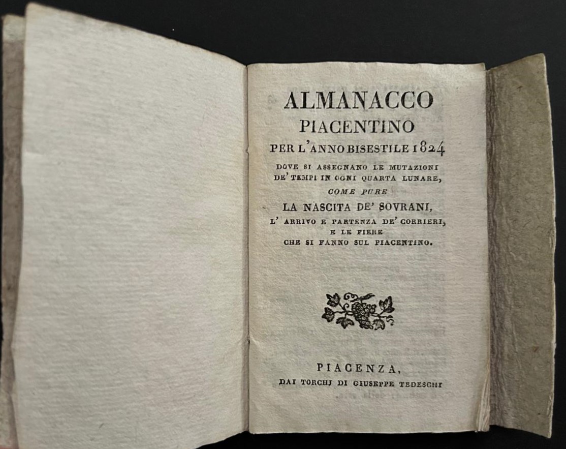  ALMANACCO PIACENTINO PER L'ANNO 1824. - Copertina