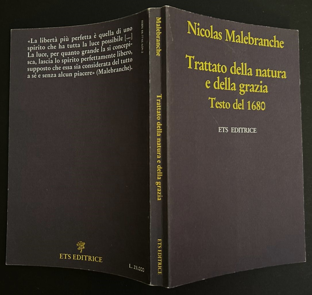 Malebranche Nicolas TRATTATO DELLA NATURA E DELLA ... - Copertina