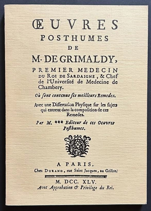Grimaldy OEUVRES POSTHUMES. - Copertina